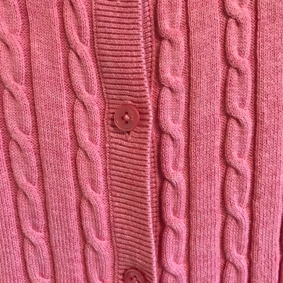 Talbots Petite M Pink Cable Cardigan - Picture 3 of 4